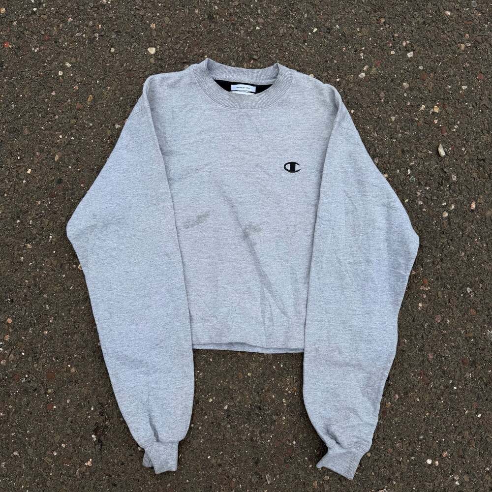 Champion Eco Authentic Cropped Gray Crewneck Sweatshirt